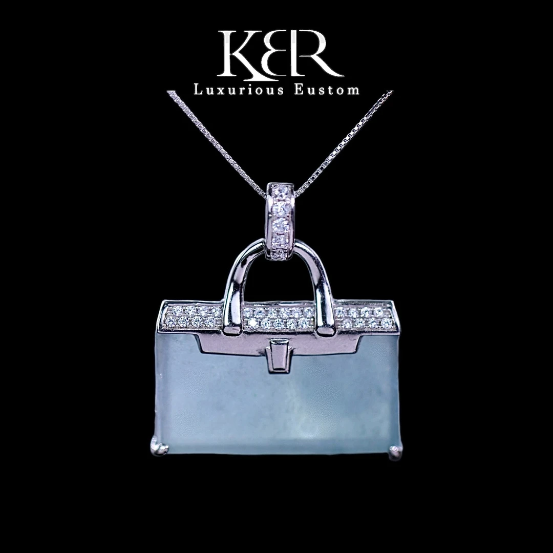 高定设计款天然A货翡翠冰种手提包吊坠挂坠气质百搭 JJCYX1103