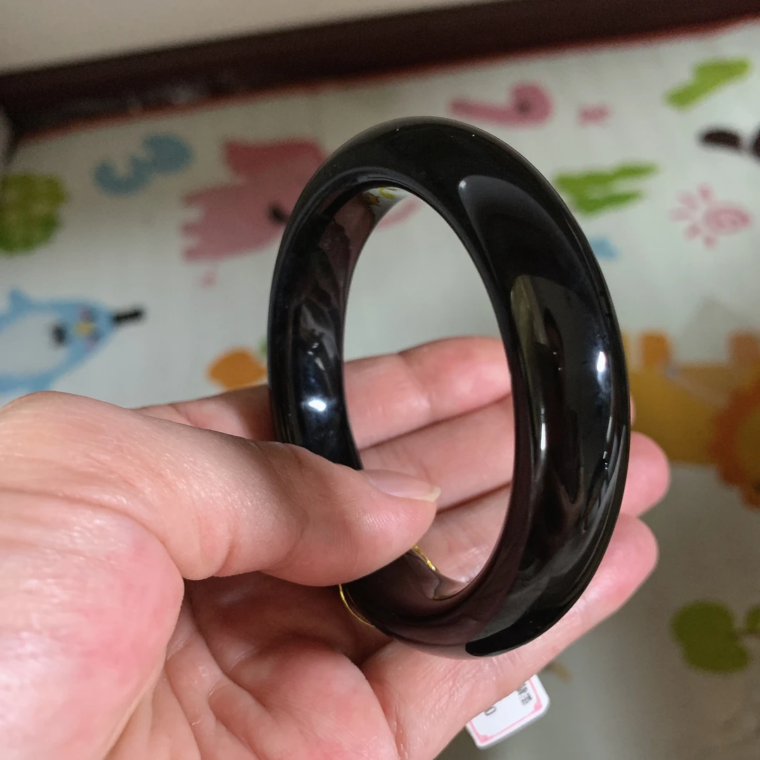 天然缅料A货 十级黑度内径60正宽手镯872