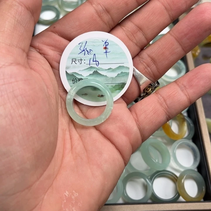 蛇纹石玉戒指合金孤*