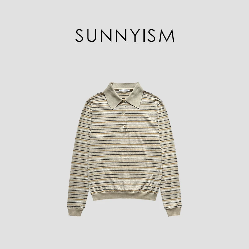 Sunnyism 糖果罐 复古精致缪风条纹polo衫 SY00503