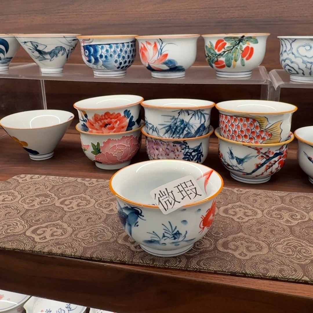 釉下手绘茶具微瑕