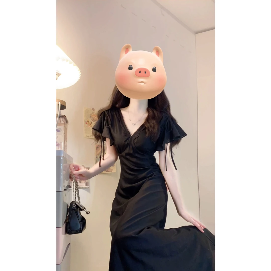 大码女装赫本风优雅修身连衣裙胖MM气质温柔高级感显瘦长裙