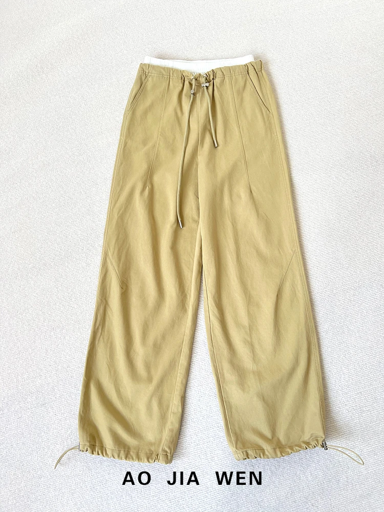 【佳文定制】817休闲裤假两件抽绳直筒长裤