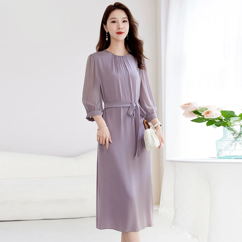 【敏洋纯】2025夏季新款桑蚕丝真丝气质轻奢女装连衣裙82599200