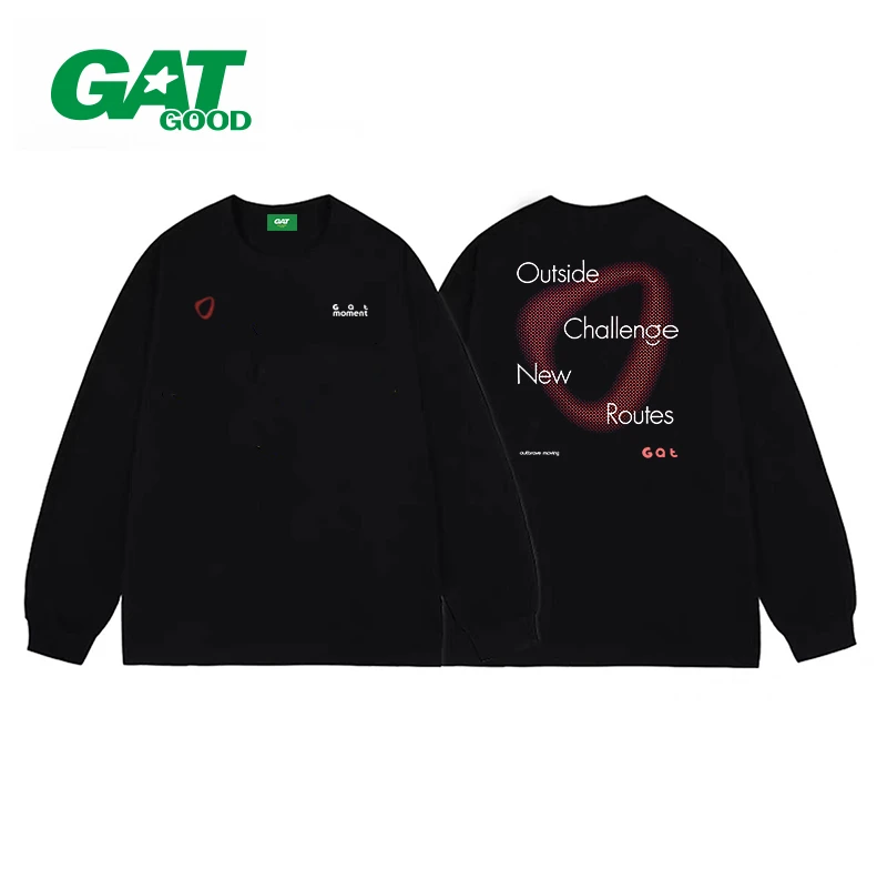 GAT（无规则）绿标秋冬款宽松男女同款纯棉重百搭磅潮牌长袖T恤