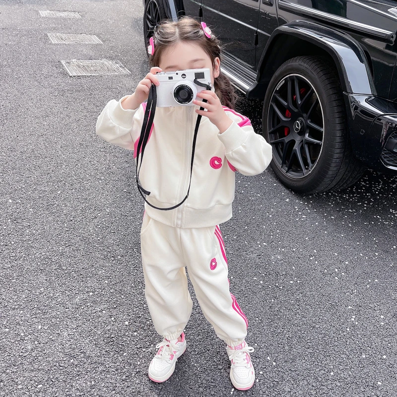 英国MK&DK女童早秋装休闲运动套装2025新款洋气时髦C字秋季女