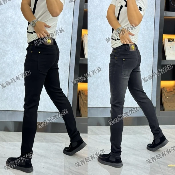 秋季复古水洗拉链长裤牛仔裤裤子轻奢百搭男士牛仔裤2509