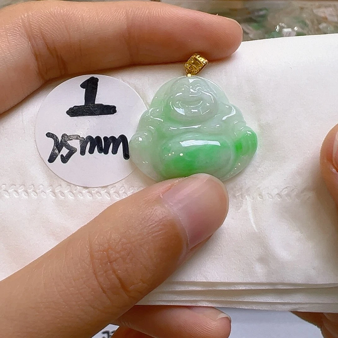 翡翠18K金镶嵌吊坠(不含链)翡翠