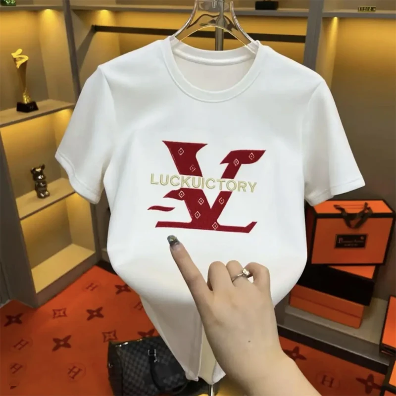 [三折区] 轻奢短袖-25圆领百搭潮流男纯棉体恤上衣印花修身打底衫