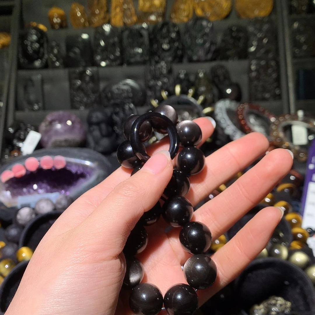 黑曜岩手链未镶嵌阿*