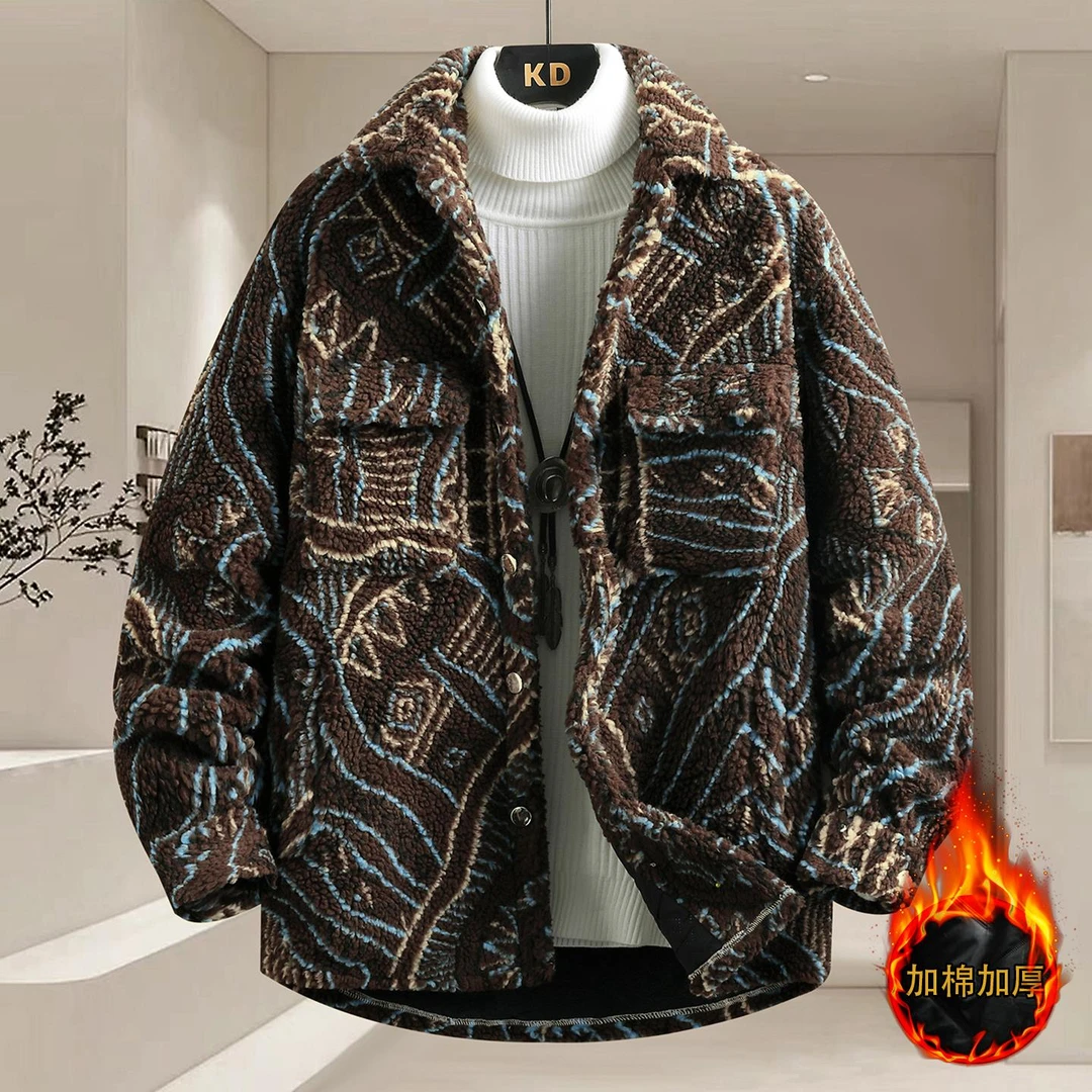 潮牌高档男装秋冬季新款高端帅气爆款夹克外套男士保暖翻领上衣男