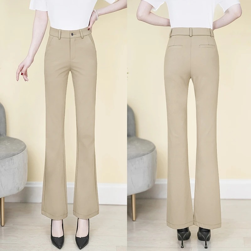 弹力百搭垂感微喇裤2025秋季新款薄款高腰显瘦休闲百搭喇叭裤