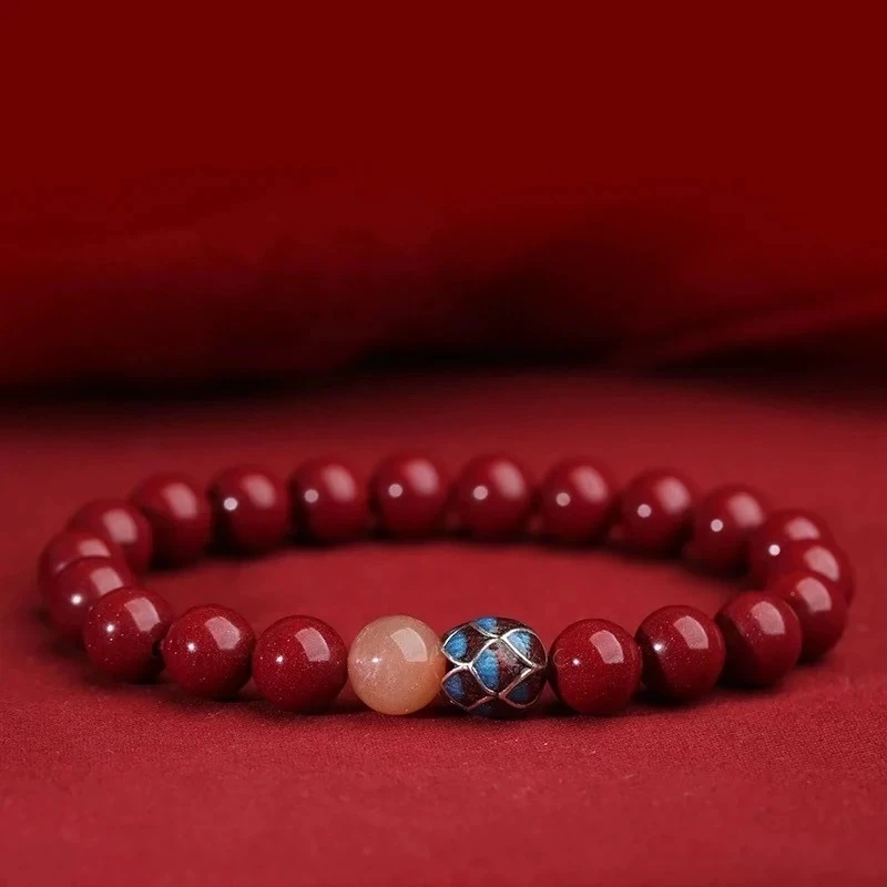 天然辰砂高端天然原矿紫金朱砂手串本命年化岁吉祥好远送男女礼物