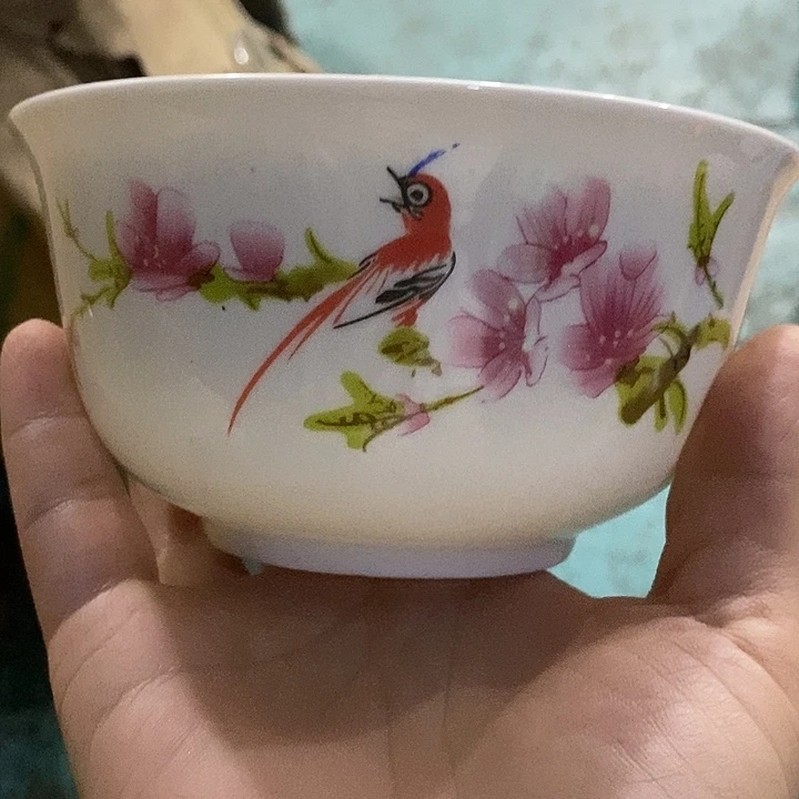 摆件水点桃花五寸水果米饭碗