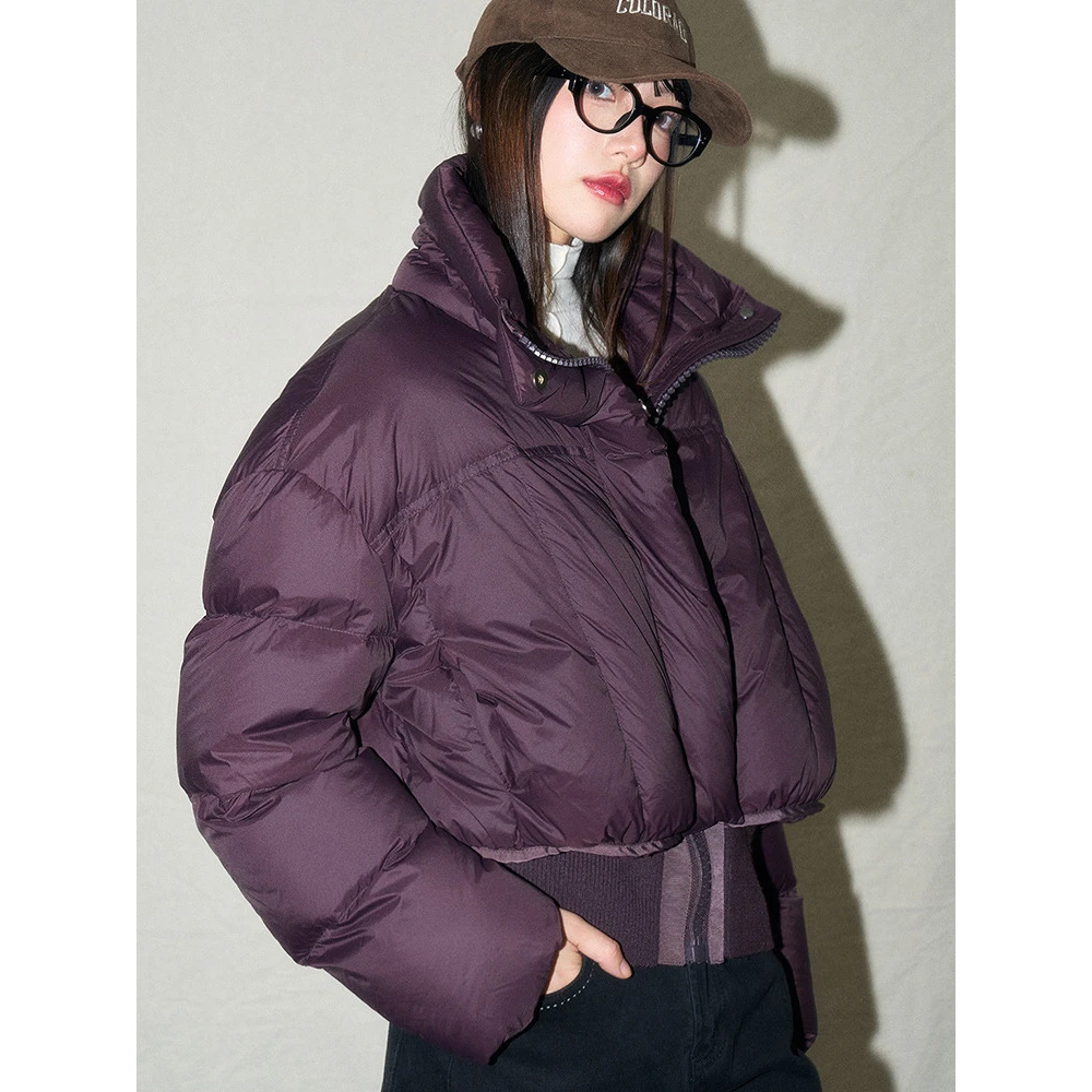 DUCURNO休闲立领羽绒服女冬季2026新款时尚高腰拼接短款保暖外套