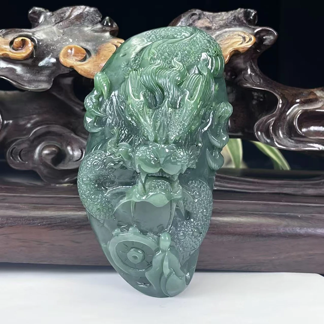 A366 和田玉碧玉龙手把件 HY69993360