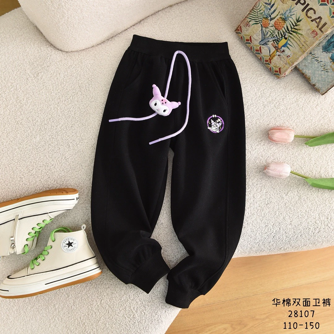 桔子优优断码春秋女童华棉运动裤非毛毛圈有厚度可爱好搭