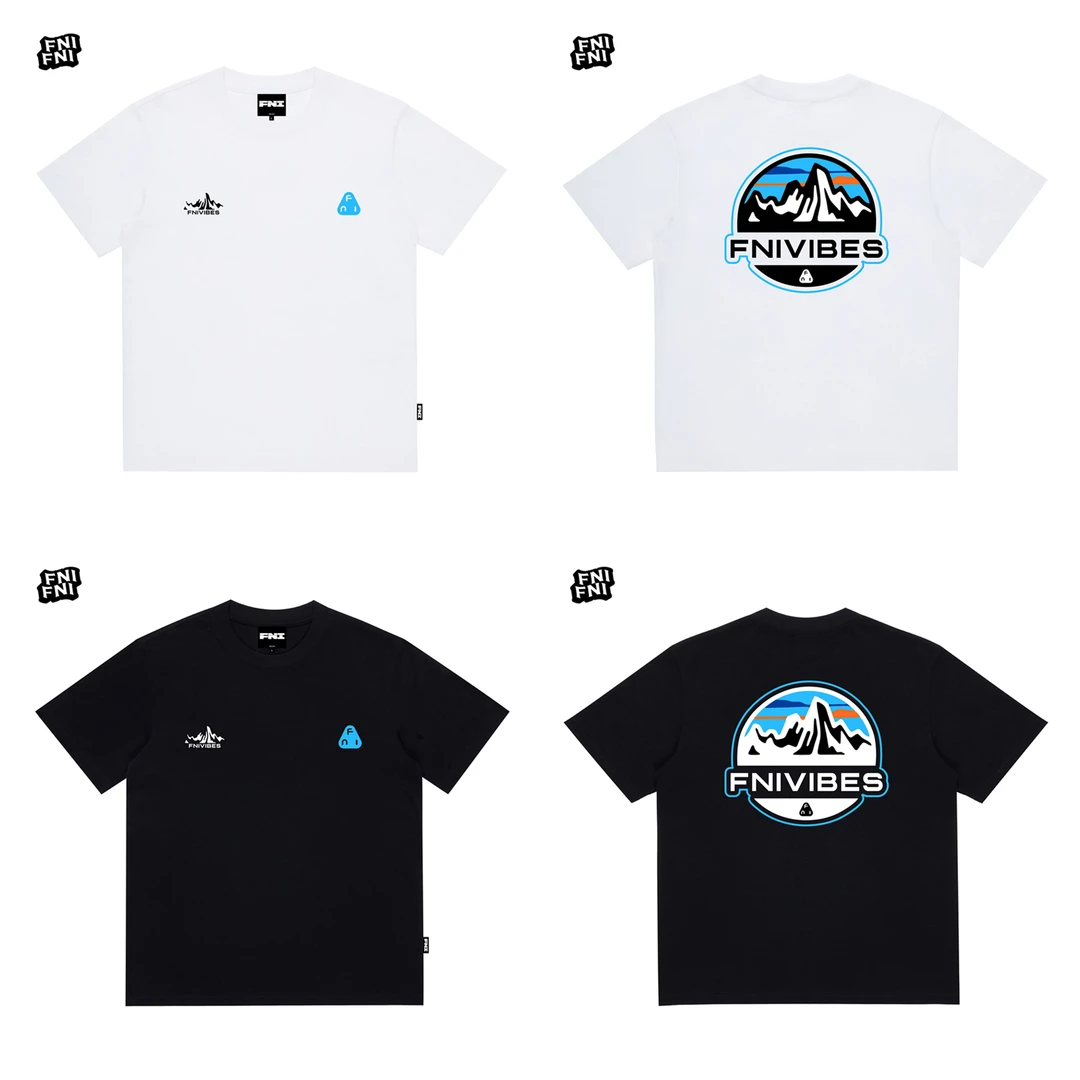 FNI黑标（小山峰AB面）重磅纯棉男女同款t恤美式圆领短袖夏新款发泡