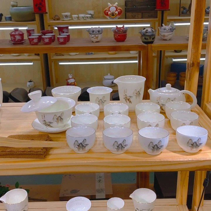 【不止】羊脂玉瓷茶具套装