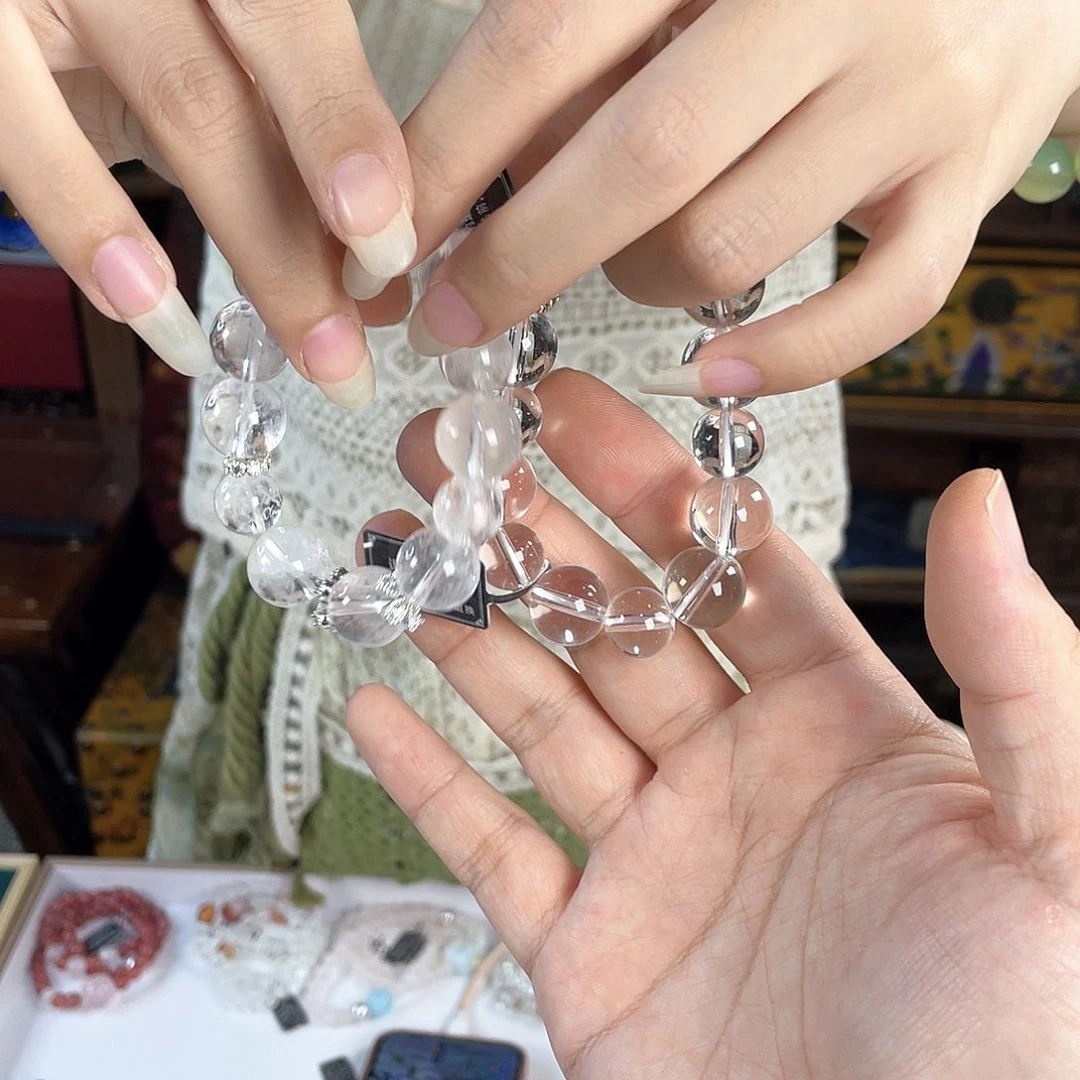 水晶手链银S925镀金镶嵌