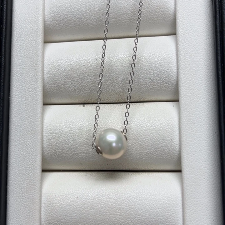 淡水珍珠颈饰银S925镶嵌9-10mm 4号