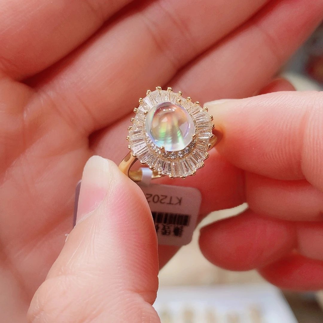 银S925镶嵌戒指月光石