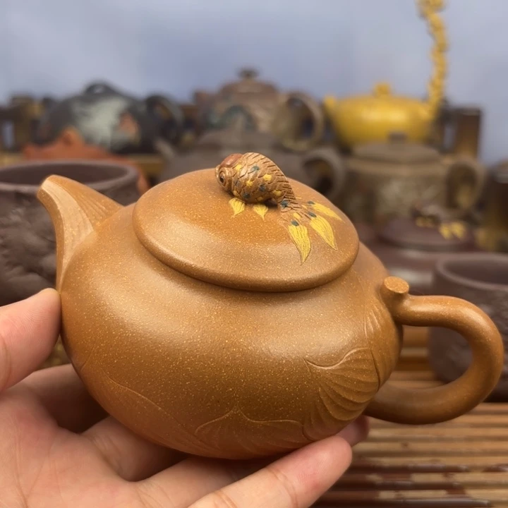 茶壶紫砂金玉满堂黄降坡原矿220c