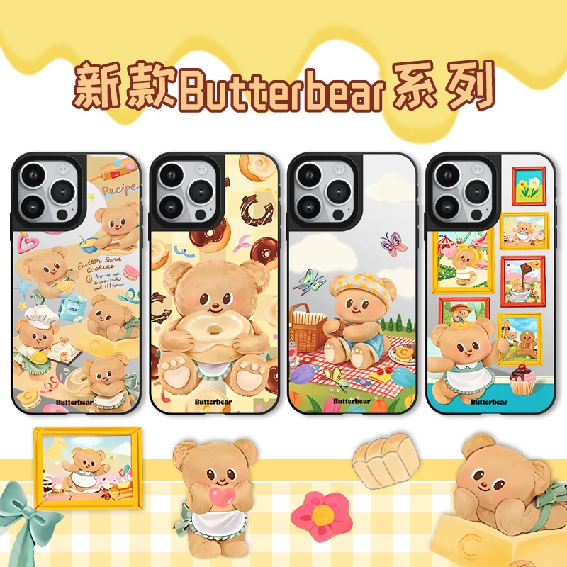 新款【黄油小熊】CASE明星同款适用苹果手机壳磨砂iphone16镜面壳