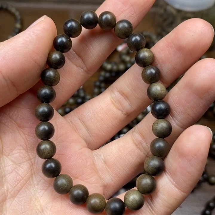 檀香木手串/手链0.7*26阴沉横纹浮水