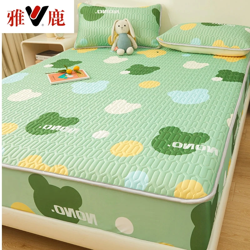 V/雅鹿夏季凉感乳胶床笠款可水洗折叠单家用空调席防滑床罩夏凉席
