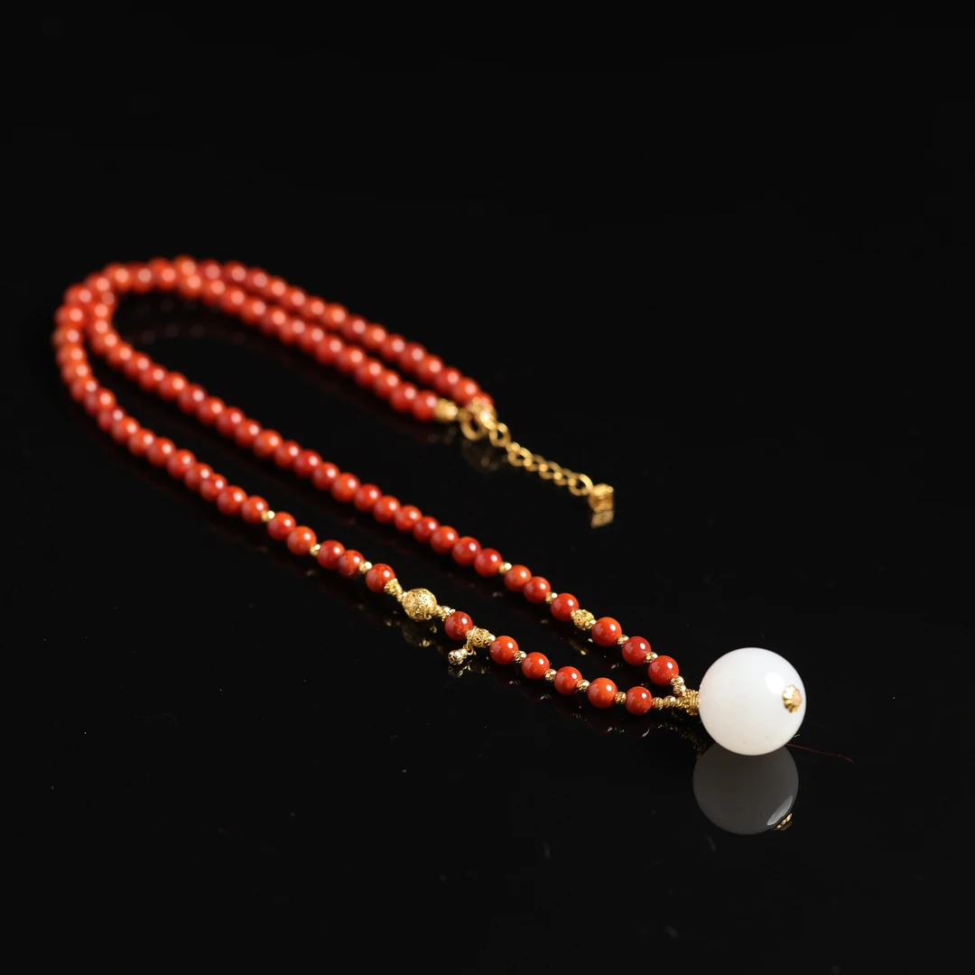 本真 | 雨轩 | 严选精品天然原矿南红火焰纹4mm项链