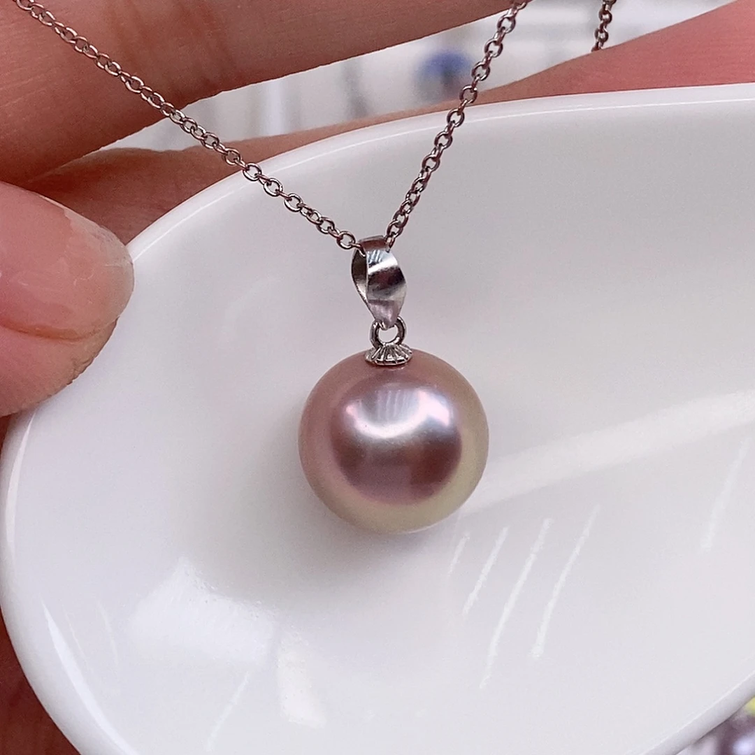 淡水珍珠银S925镶嵌吊坠(赠链)12/13mm
