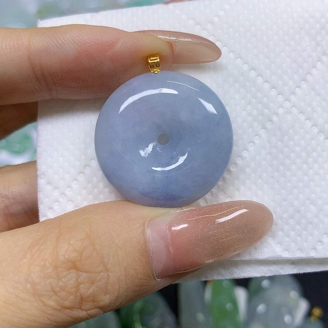颈饰18K金镶嵌翡翠挂件