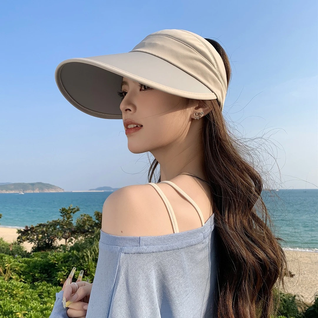 新款夏季防晒帽子女大帽檐遮阳帽可收纳折叠时尚百搭空顶潮太阳帽