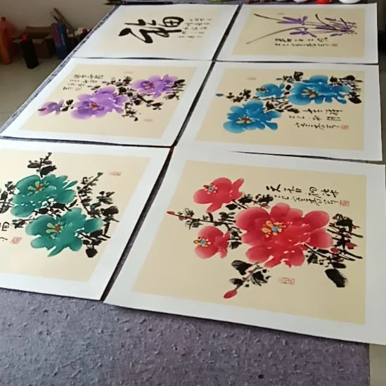 竖款写意画六张作品一套