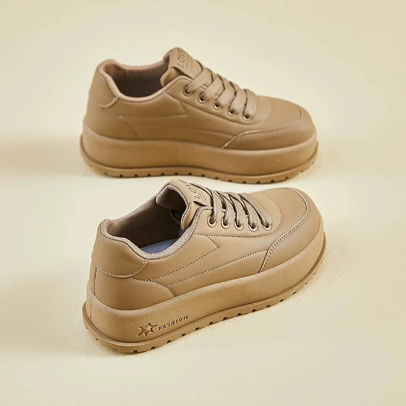 女秋冬百搭时尚舒适系带厚底小白鞋板鞋KT2812-1