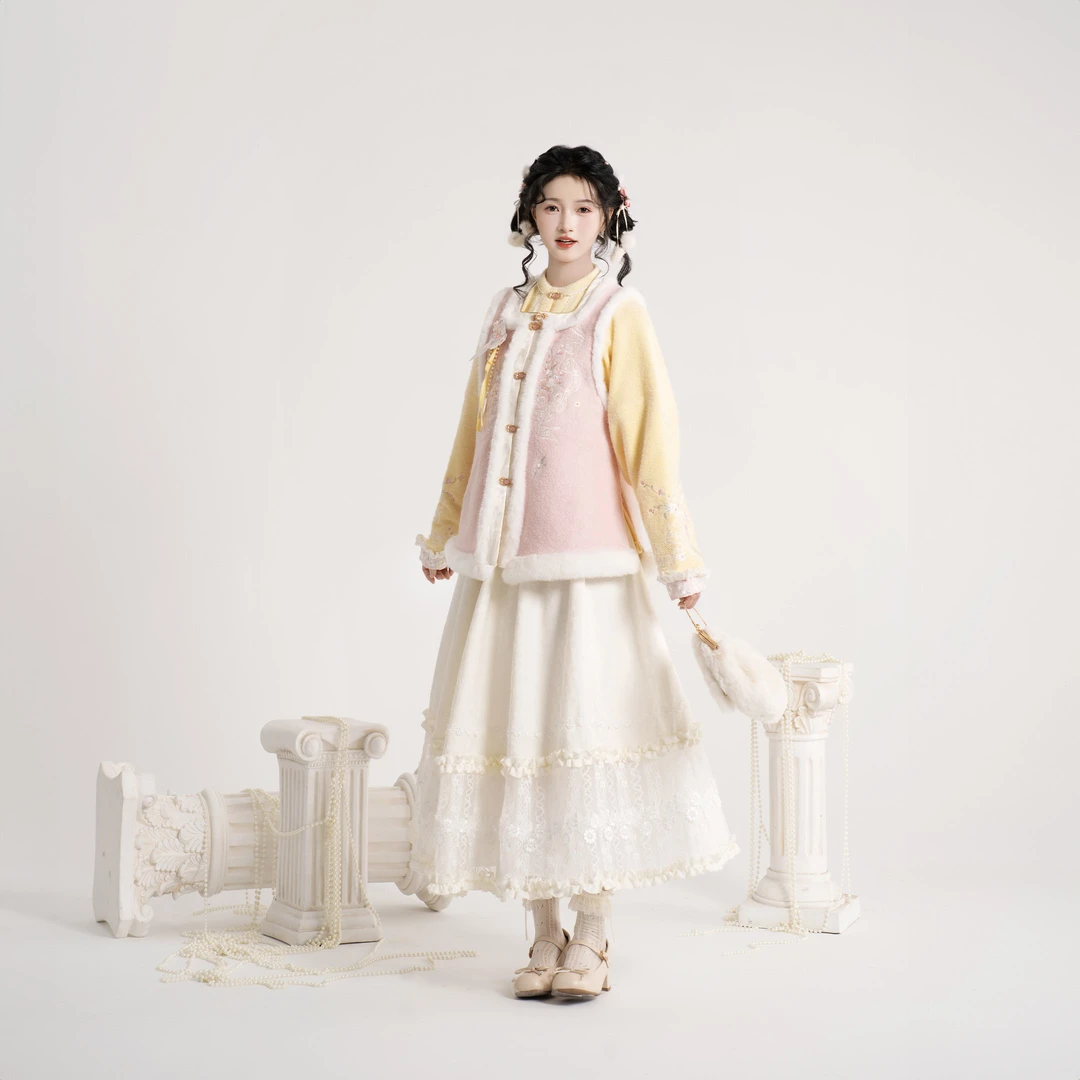 静还决娇鹦 原创明制汉服汉元素比甲半身裙裤子秋冬款毛日常通勤