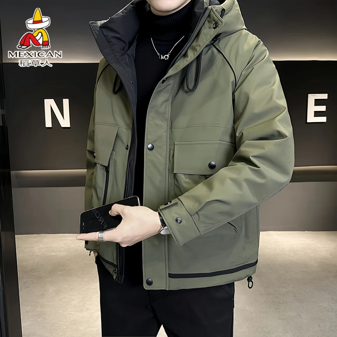 稻草人男士时尚加厚保暖羽绒服冬季新款潮牌高端美式工装百搭外套