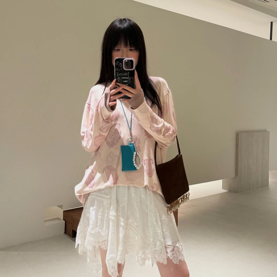 ICE DUST假两件腰果花印花T恤