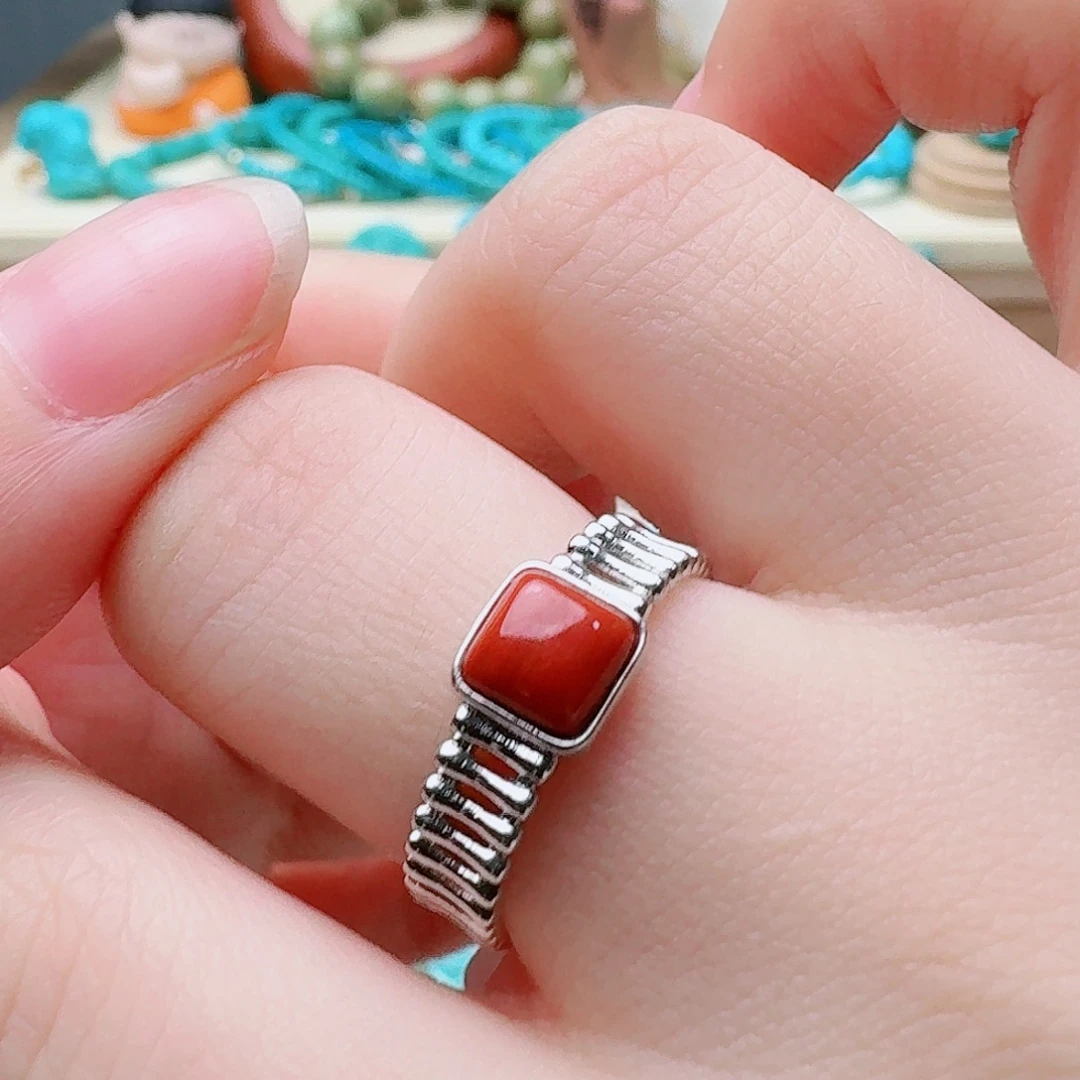 南红玛瑙未镶嵌方糖女戒