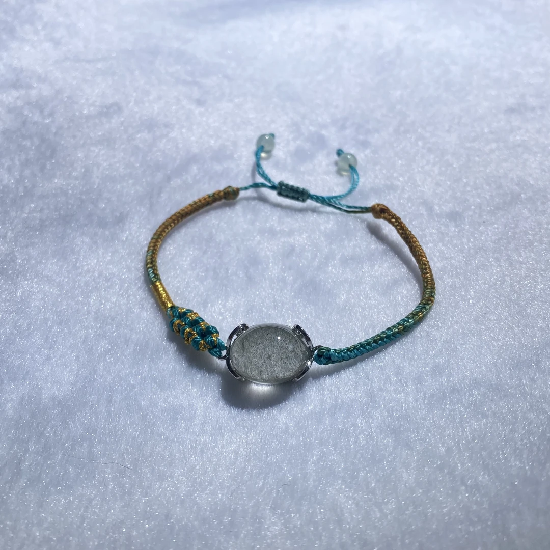 天然水晶绿幽灵蛋面手工编织绳手链