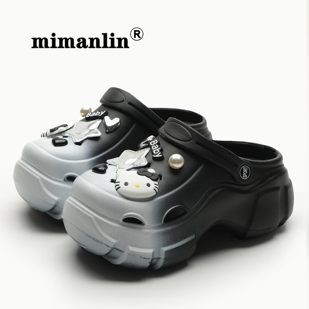 厚底2025新款凉拖鞋女夏季外穿时尚配裙子防滑厚底卡通可爱洞洞鞋