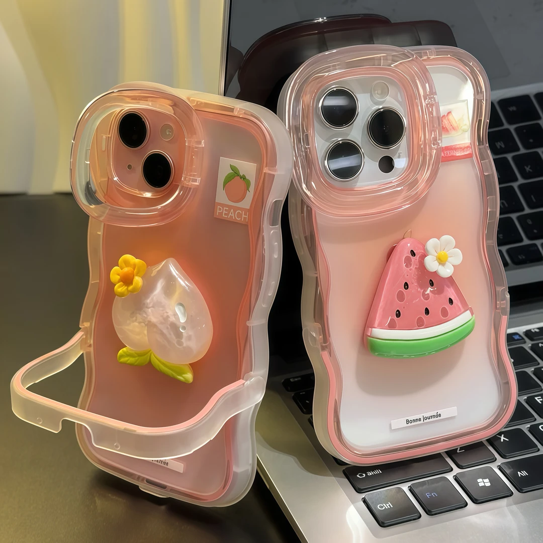 西瓜水蜜桃适用苹果15华为vivoppo小米14iPhone16pro双支架手机壳