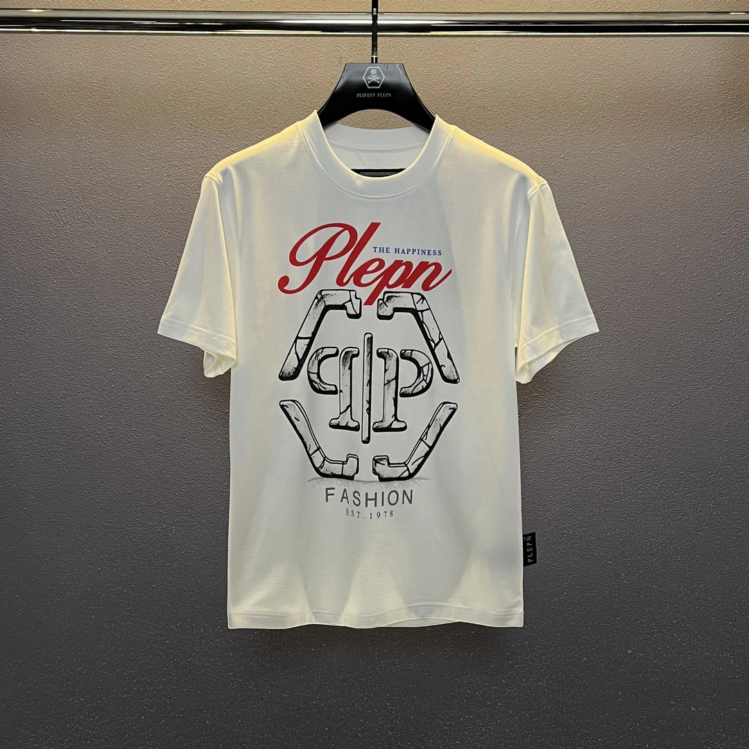 PLIPHPP PLEPN秋冬3D立体qp字母时尚修身弹力男士修身短袖T恤1759