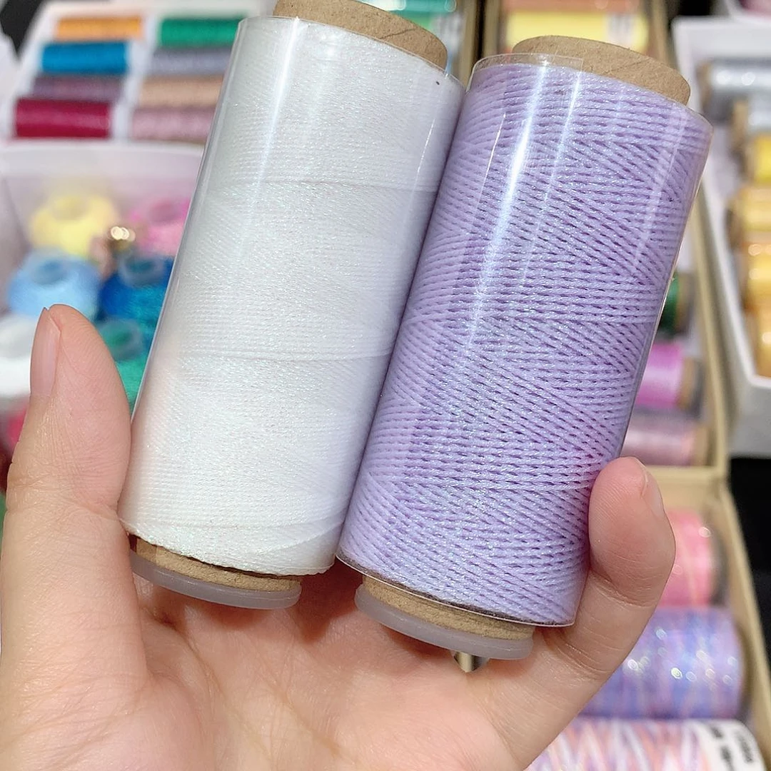 腈纶6股幻彩蜡线珍珠白、浅浅紫20克