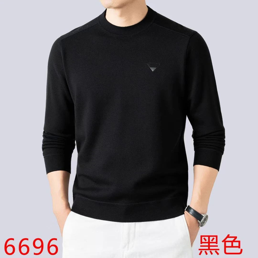 6696加绒男士圆领加绒毛衫秋冬新款打底衫商务休闲上衣