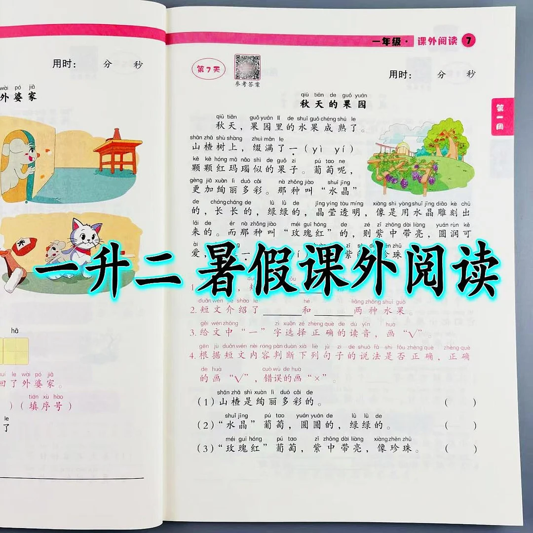 一升二暑假课外阅读人教版一升二年级暑假衔接阅读理解专项练习册