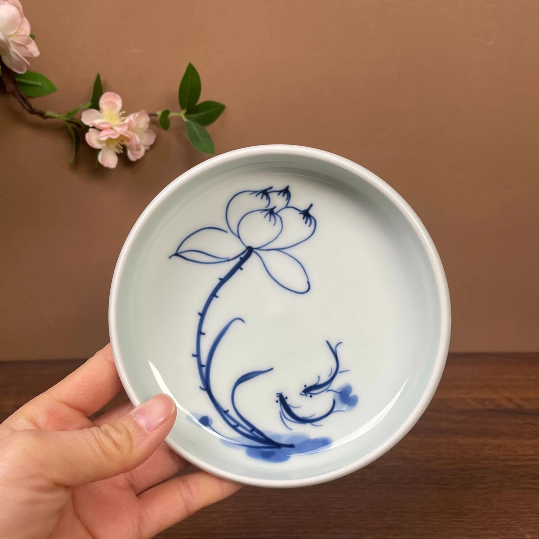 阅瓷楼茶点盘直径12.5cm果盘糕点盘景德镇手绘茶具