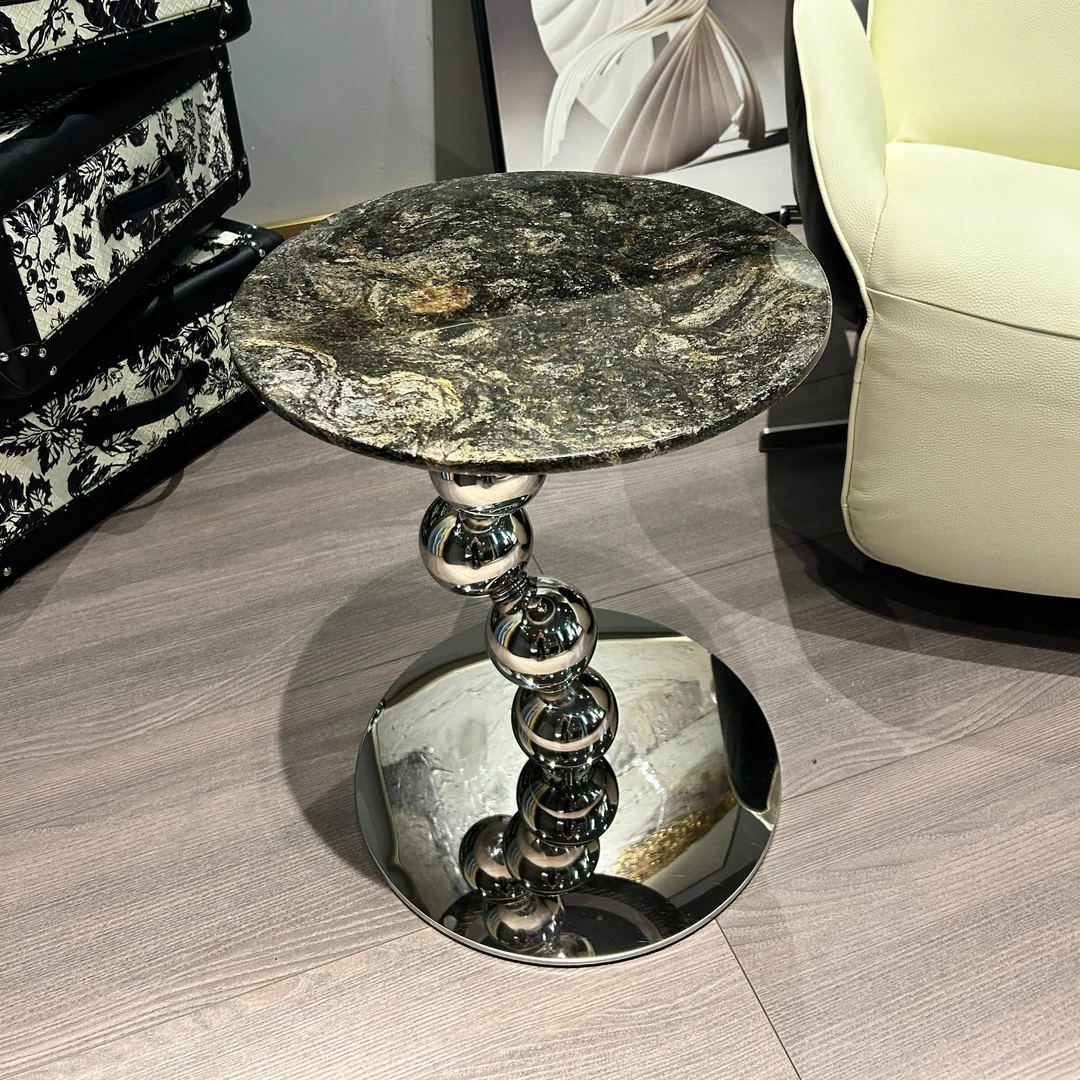 白掌柜【珍珠腿奢石边几】【颜色花纹随机】创意边几沙发床头几客厅