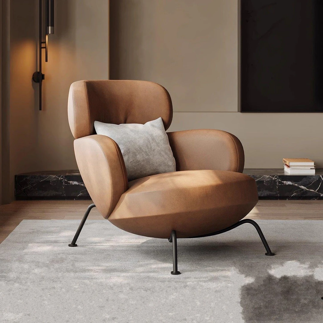 甲壳虫单人沙发真皮意式客厅设计师阳台极简老虎休闲躺椅休闲椅